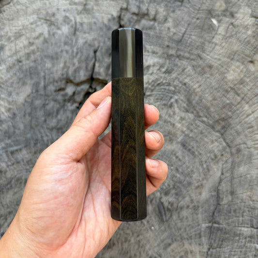 I - 26 Ebony Wa Handle, Black White Horn Ferrule, 140mm handle