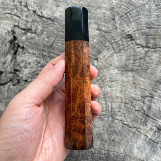 I -  18 Quilted Siam Rosewood Wa handle, Black horn ferrule - 145mm