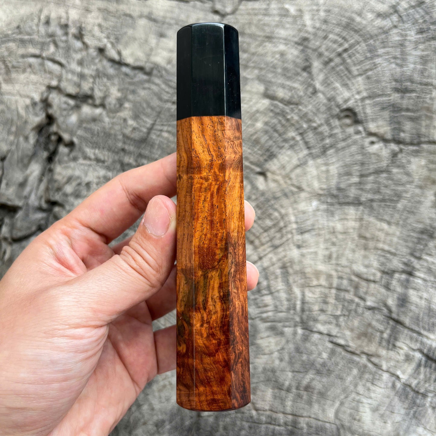 I -  18 Quilted Siam Rosewood Wa handle, Black horn ferrule - 145mm