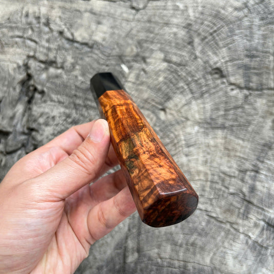 I -  18 Quilted Siam Rosewood Wa handle, Black horn ferrule - 145mm