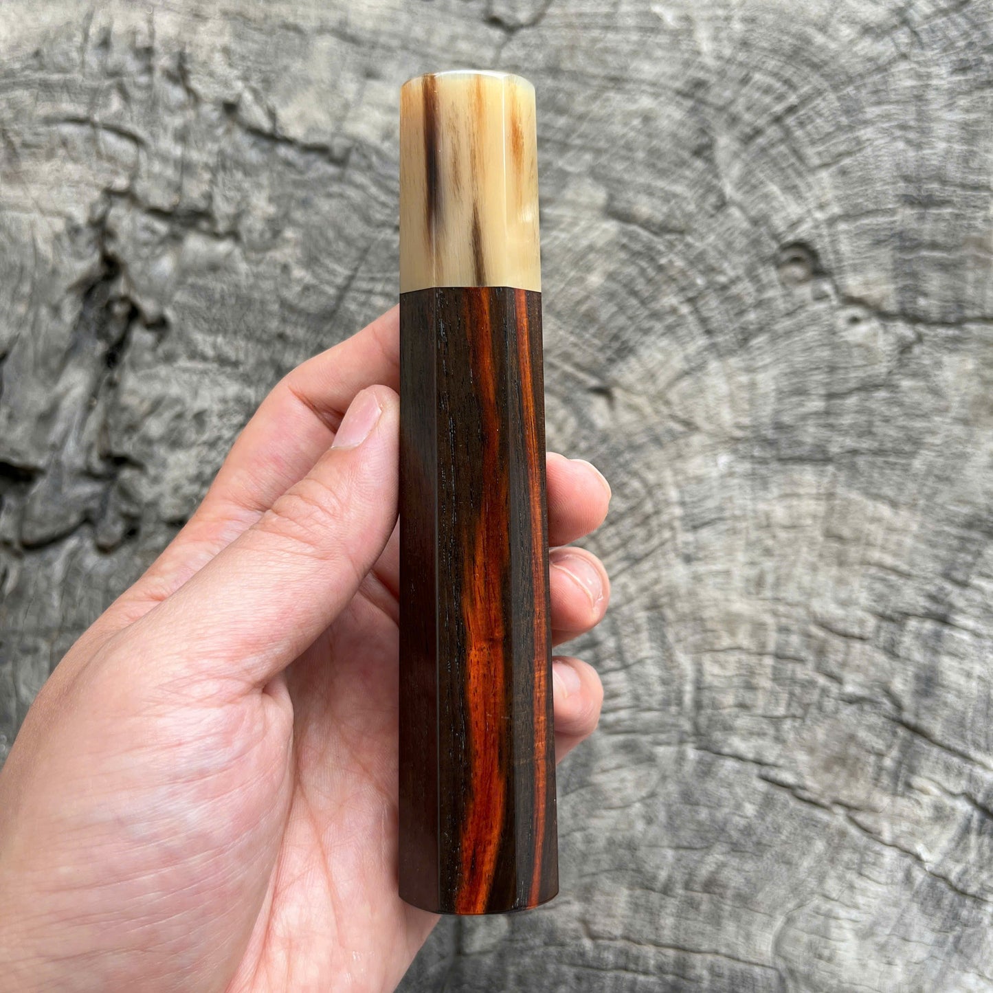 I- 19 Siam Rosewood Wa handle with red line, Marble horn ferrule - 135mm