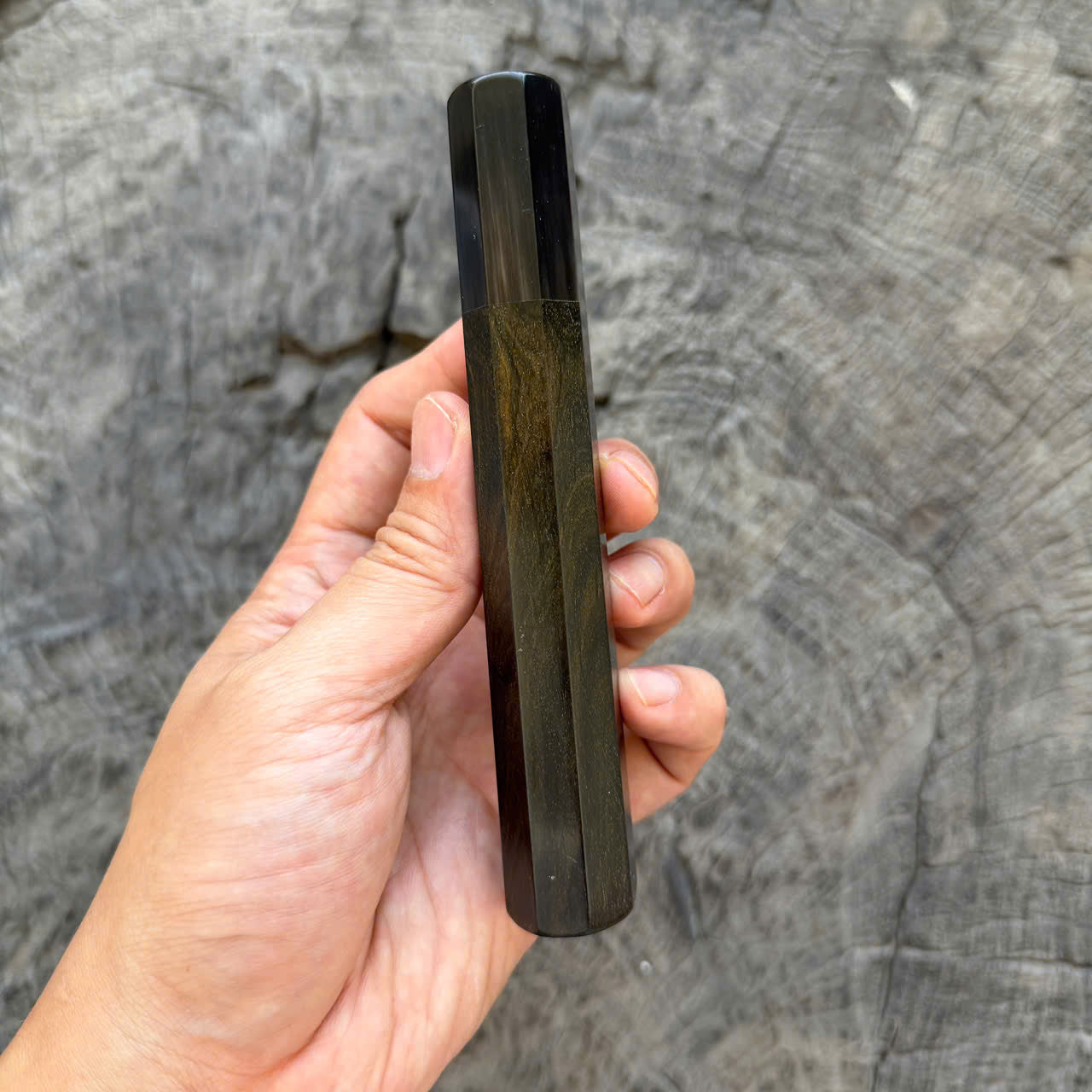 I - 26 Ebony Wa Handle, Black White Horn Ferrule, 140mm handle