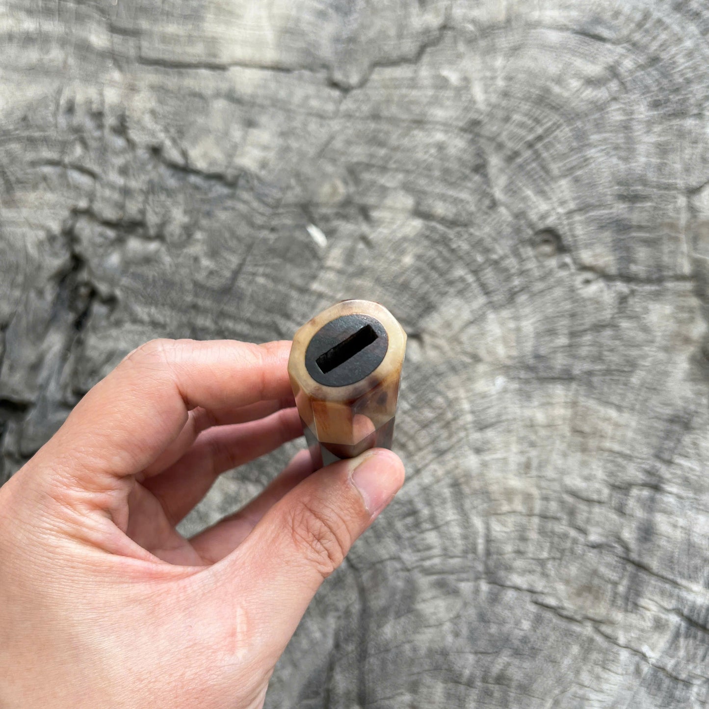 I- 19 Siam Rosewood Wa handle with red line, Marble horn ferrule - 135mm