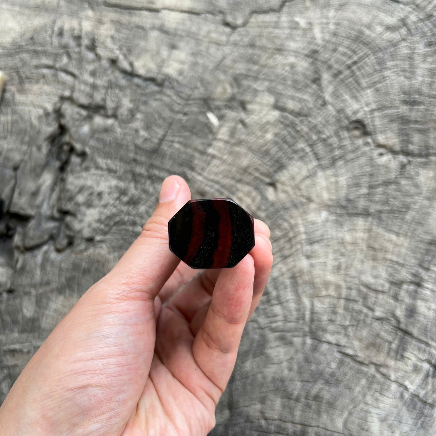 I- 19 Siam Rosewood Wa handle with red line, Marble horn ferrule - 135mm