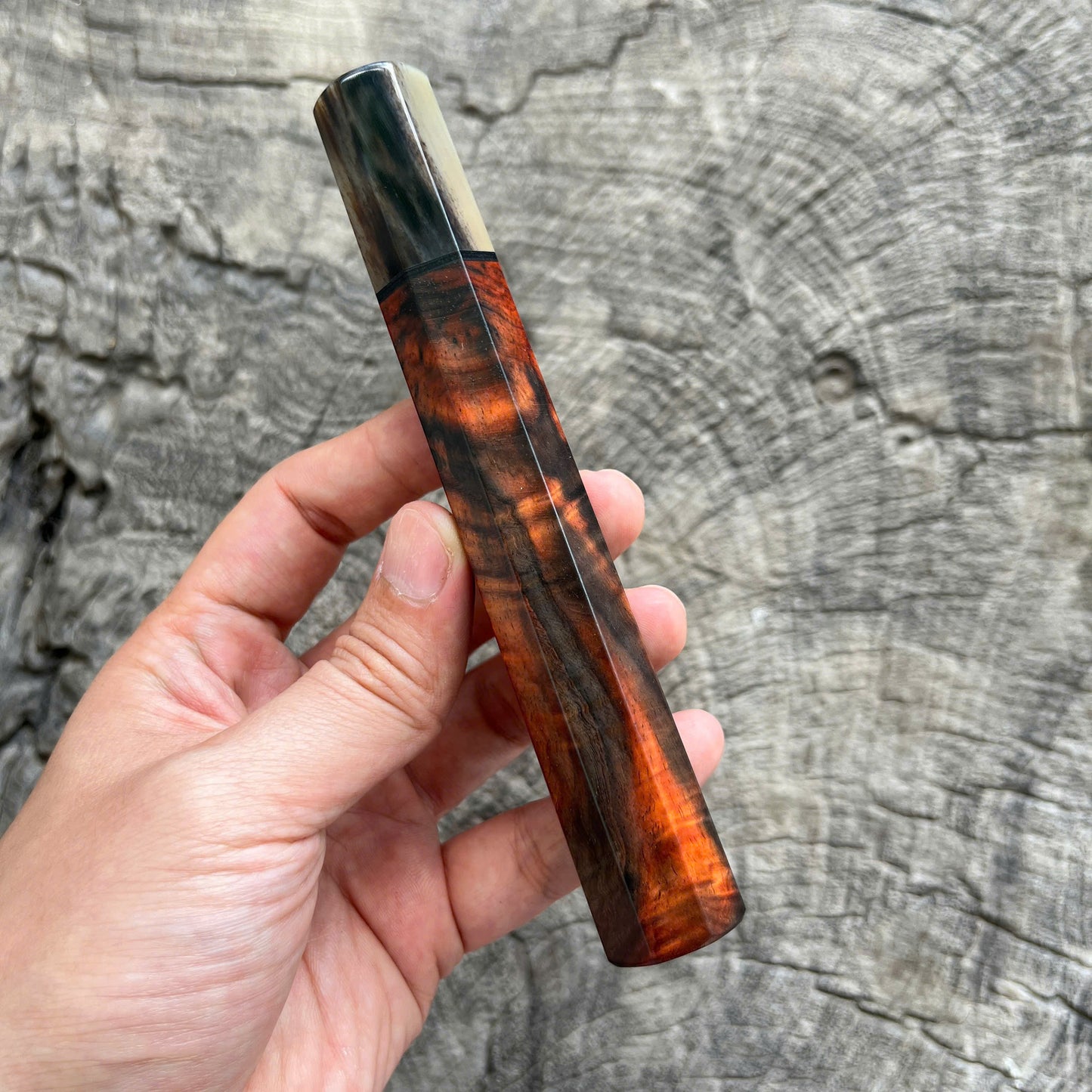 I -  Super Curly Siam Rosewood Wa handle, Marble horn ferrule, Black VG10 spacer - 145mm