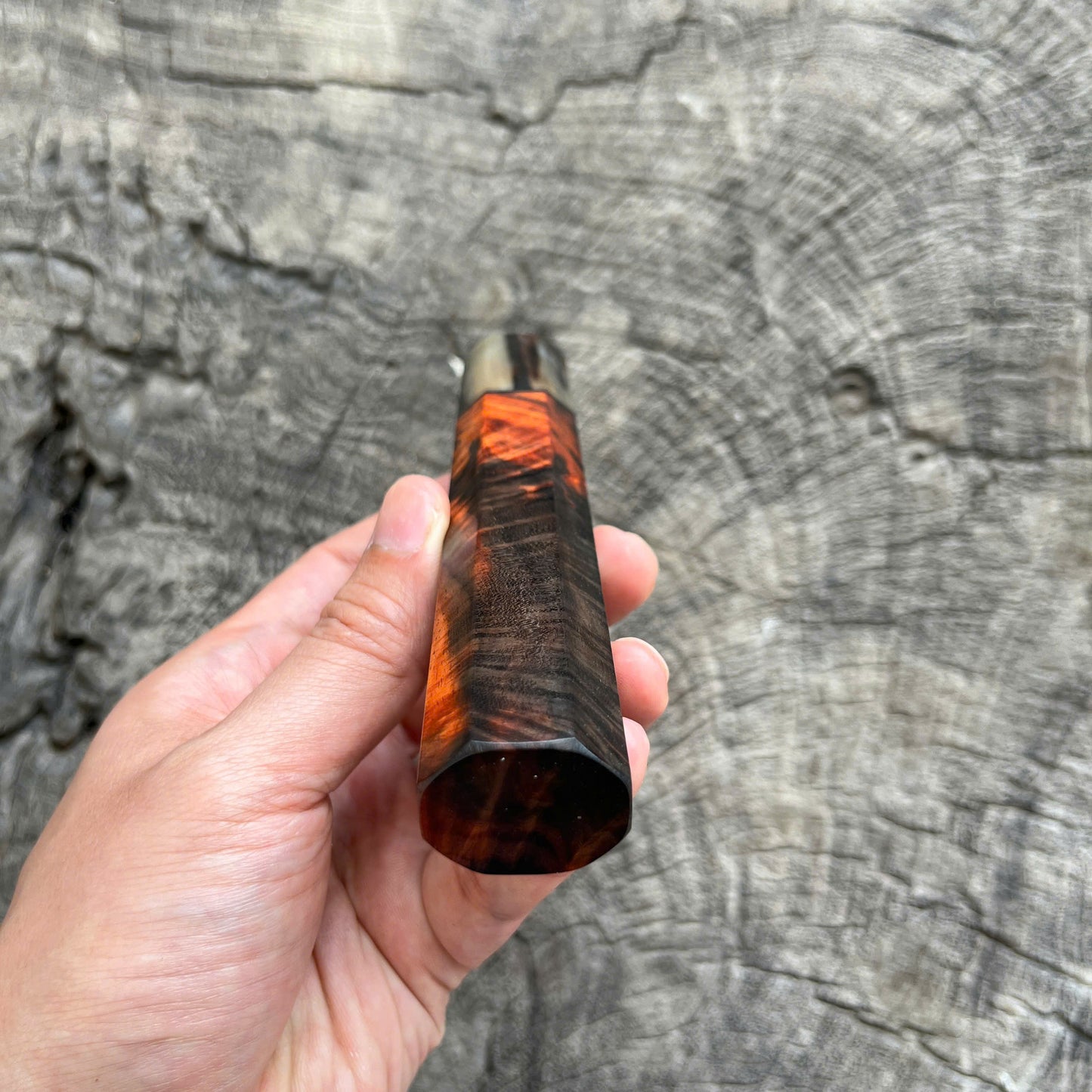 I -  Super Curly Siam Rosewood Wa handle, Marble horn ferrule, Black VG10 spacer - 145mm