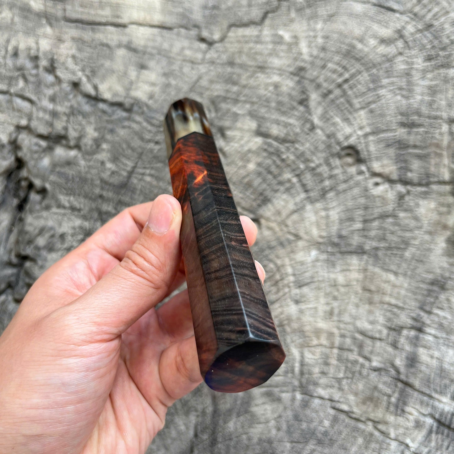 I -  Super Curly Siam Rosewood Wa handle, Marble horn ferrule, Black VG10 spacer - 145mm