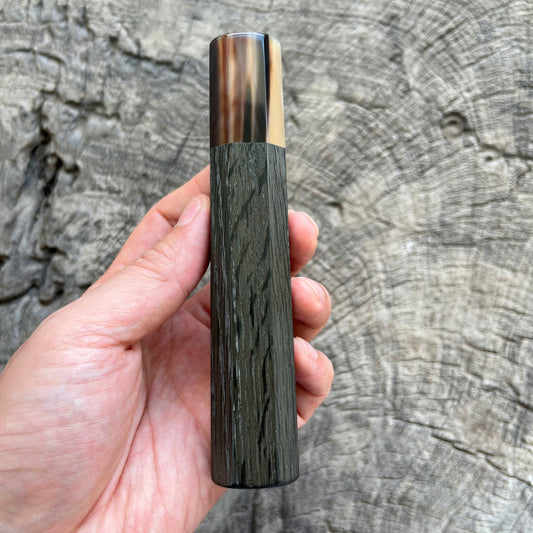 I - Bog Oak Wa handle, Marble horn ferrule - 140mm