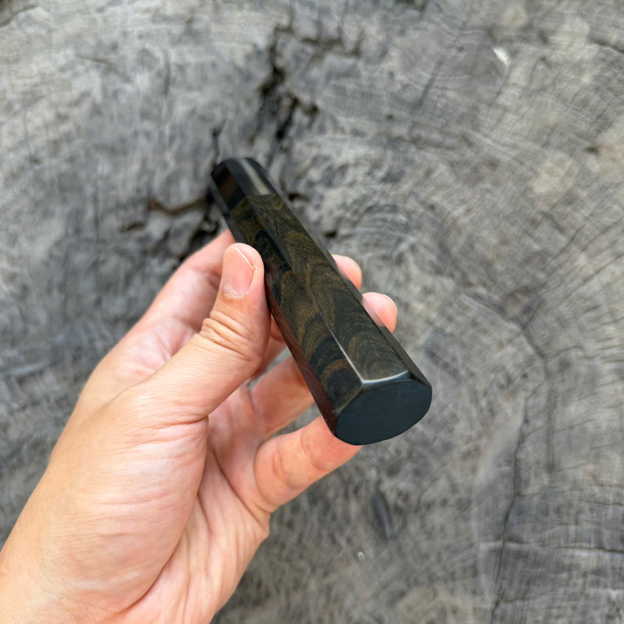 I - 26 Ebony Wa Handle, Black White Horn Ferrule, 140mm handle