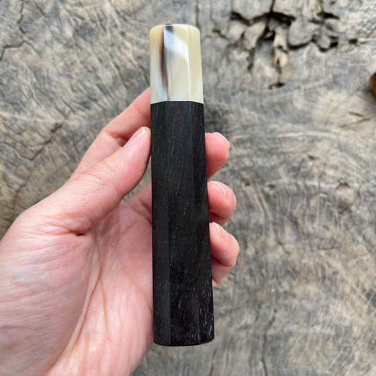 Black african Wa Handle with Buffalo Horn Ferrule - Endcap