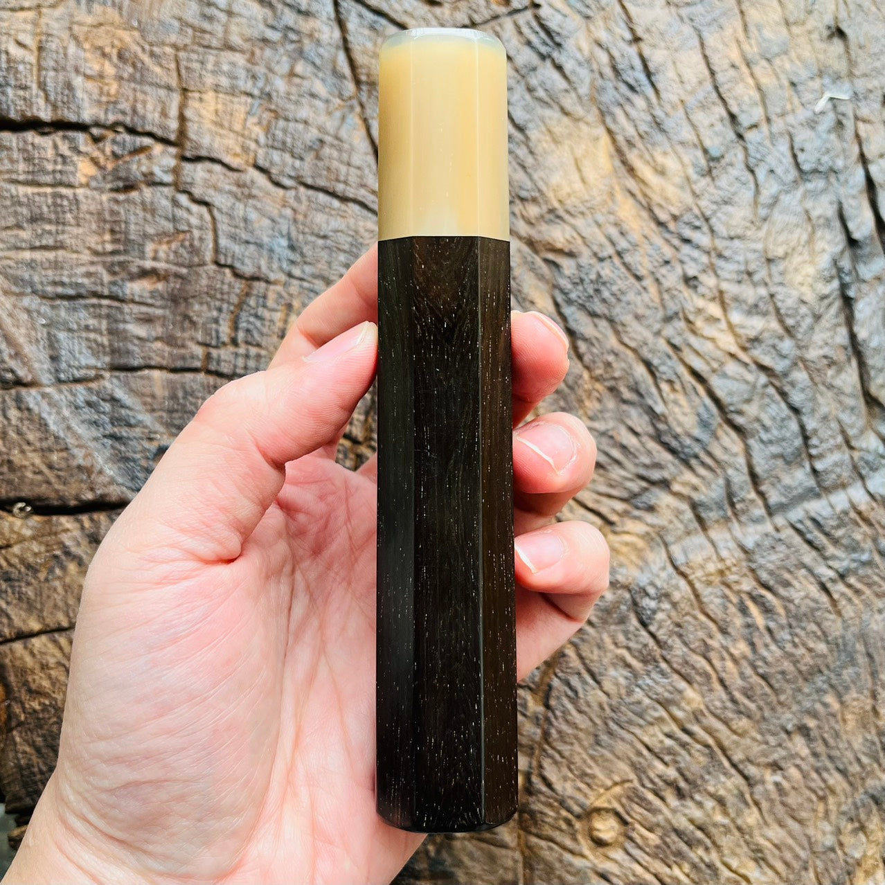 I-  2 Black Siamese Rosewood Wa handle with white horn ferrule  145mm