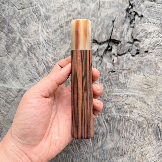 I -8 Madagascar Ebony Wa handle, marble horn ferrule,  145 mm handle