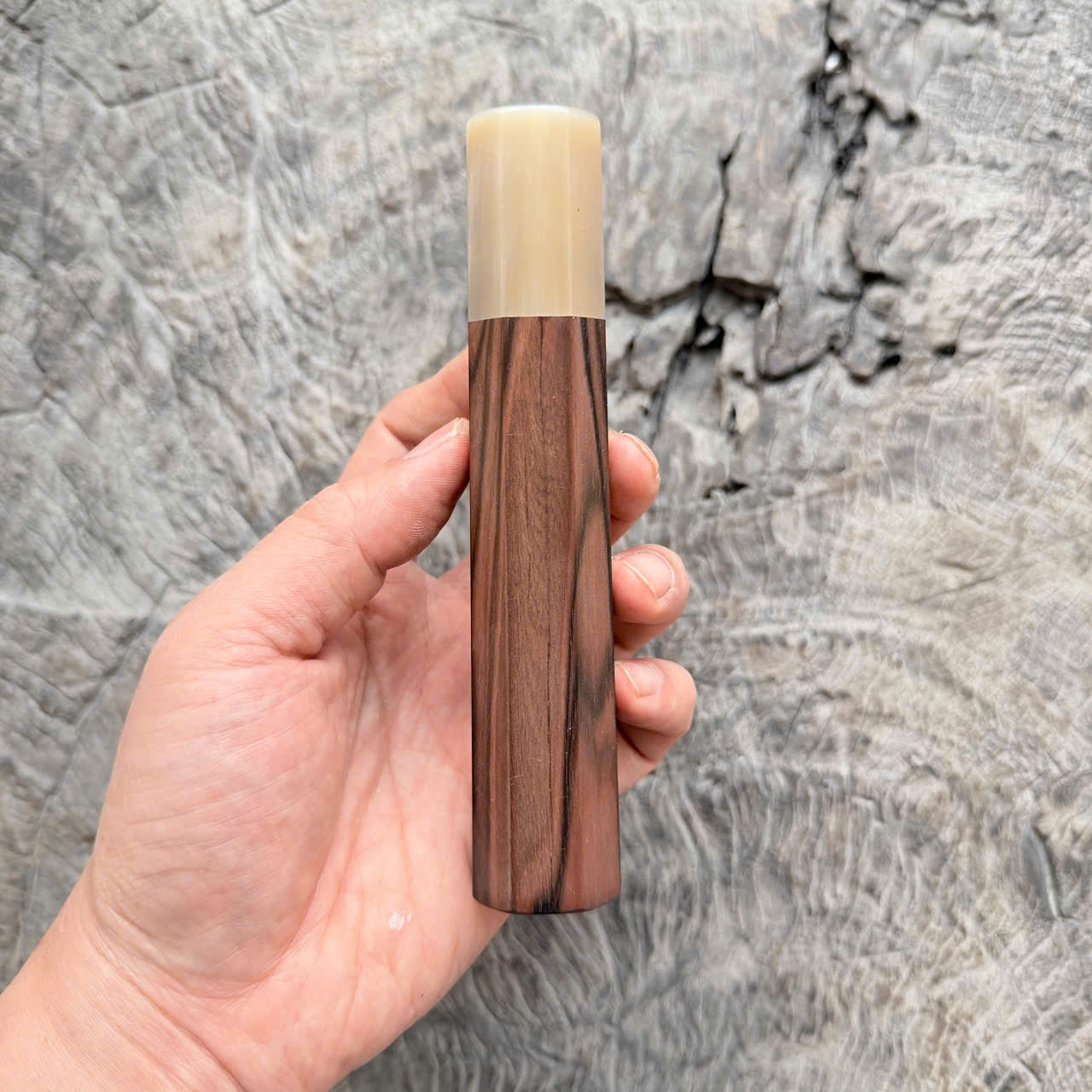 I -8 Madagascar Ebony Wa handle, marble horn ferrule,  145 mm handle