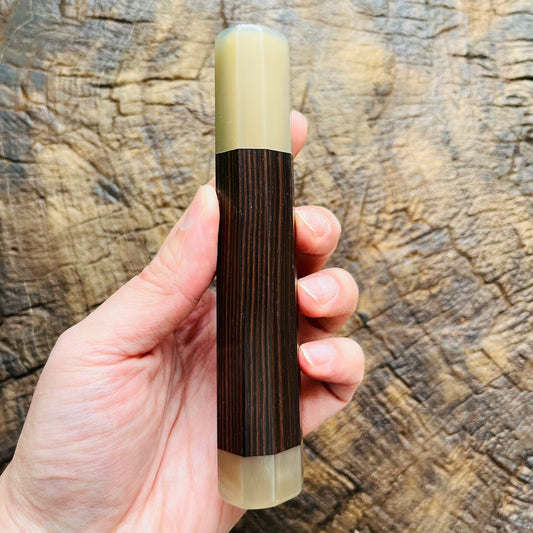 I- Madagascar ebony Wa handle with horn ferrule end cap - 140mm