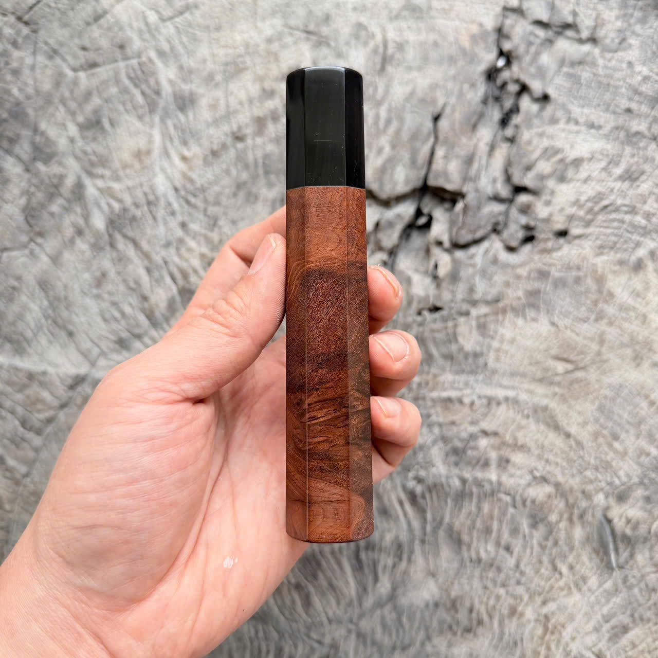 I- 2 Dark Burl Wa handle, Black horn Ferrule - 135mm