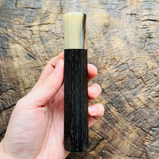 I-  Black Rosewood Wa handle with white horn ferrule  145mm