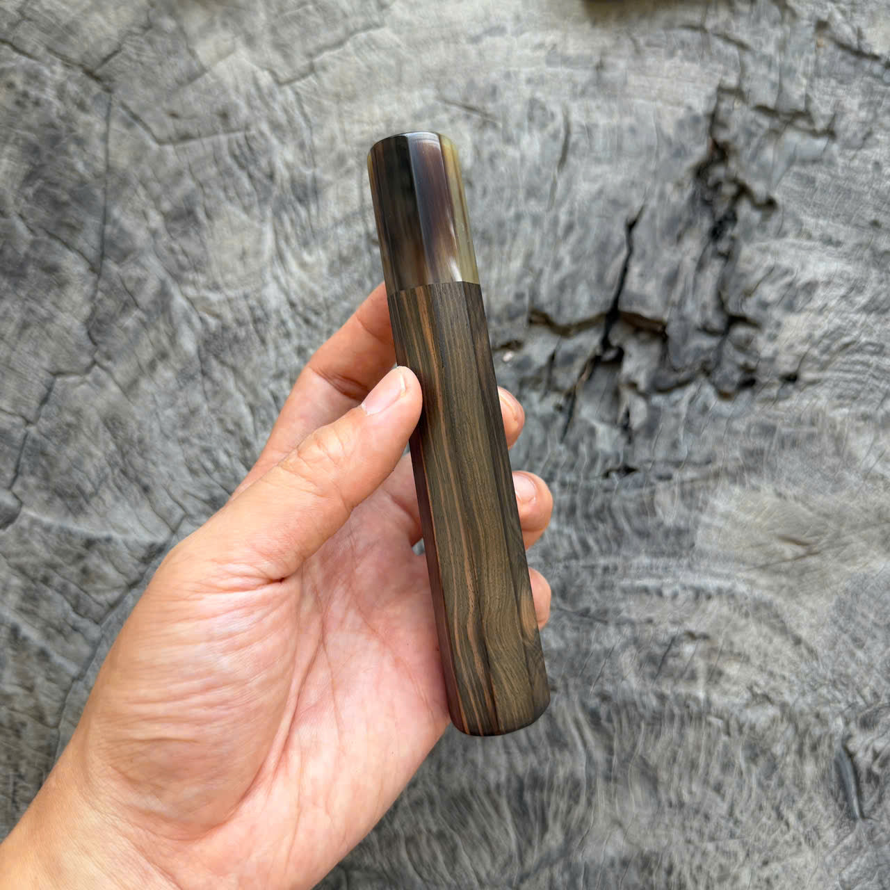 I - 3 Nice Ebony Wa handle, Black White horn Ferrule, 140mm handle
