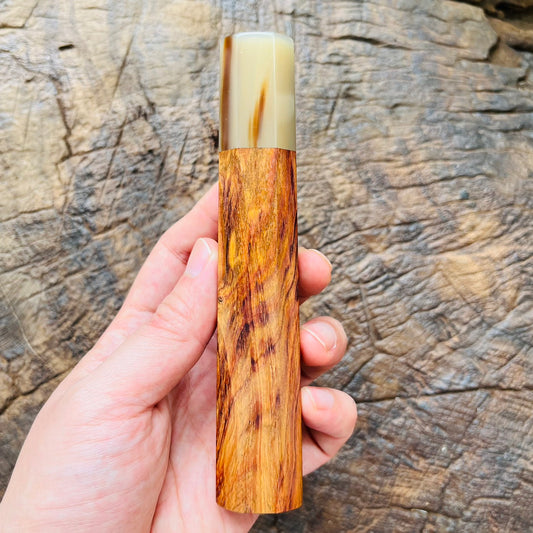 I-  Huanghuali wood wa handle with marble horn ferrule - 145mm