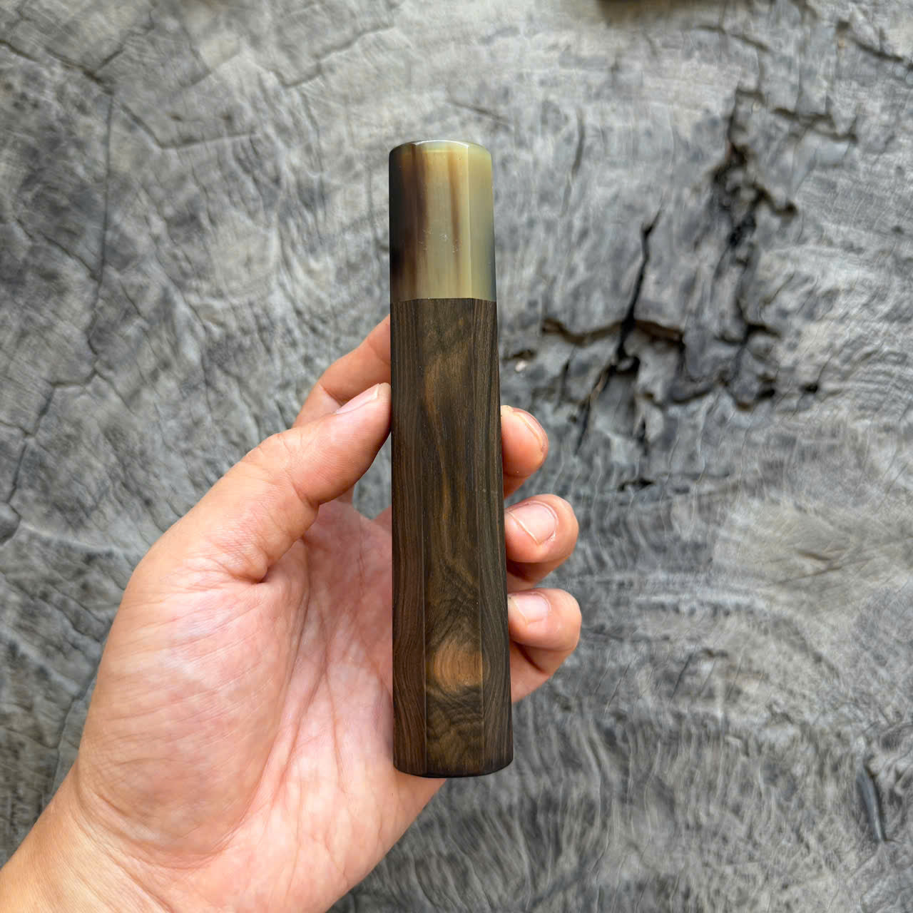 I - 3 Nice Ebony Wa handle, Black White horn Ferrule, 140mm handle