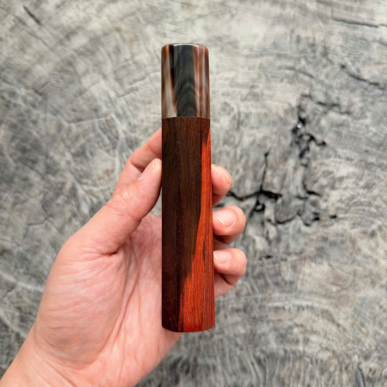 I - 11 Nice Black Red Siamese Rosewood Wa handle , marble horn Ferrule,  145 mm handle