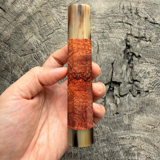 I - 6 Burl Rosewood Wa Handle,Marble horn ferrule End cap- 140mm