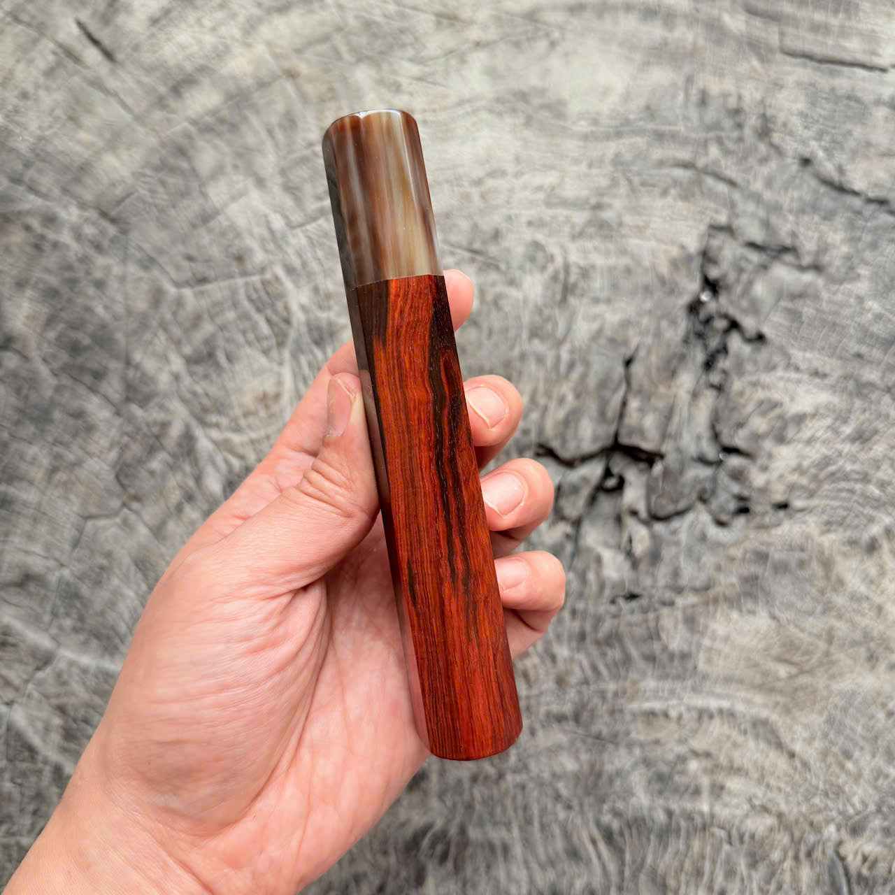 I - 11 Nice Black Red Siamese Rosewood Wa handle , marble horn Ferrule,  145 mm handle