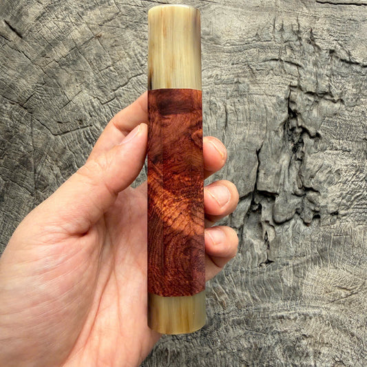 I - 6 Burl Rosewood Wa Handle,Marble horn ferrule End cap- 140mm