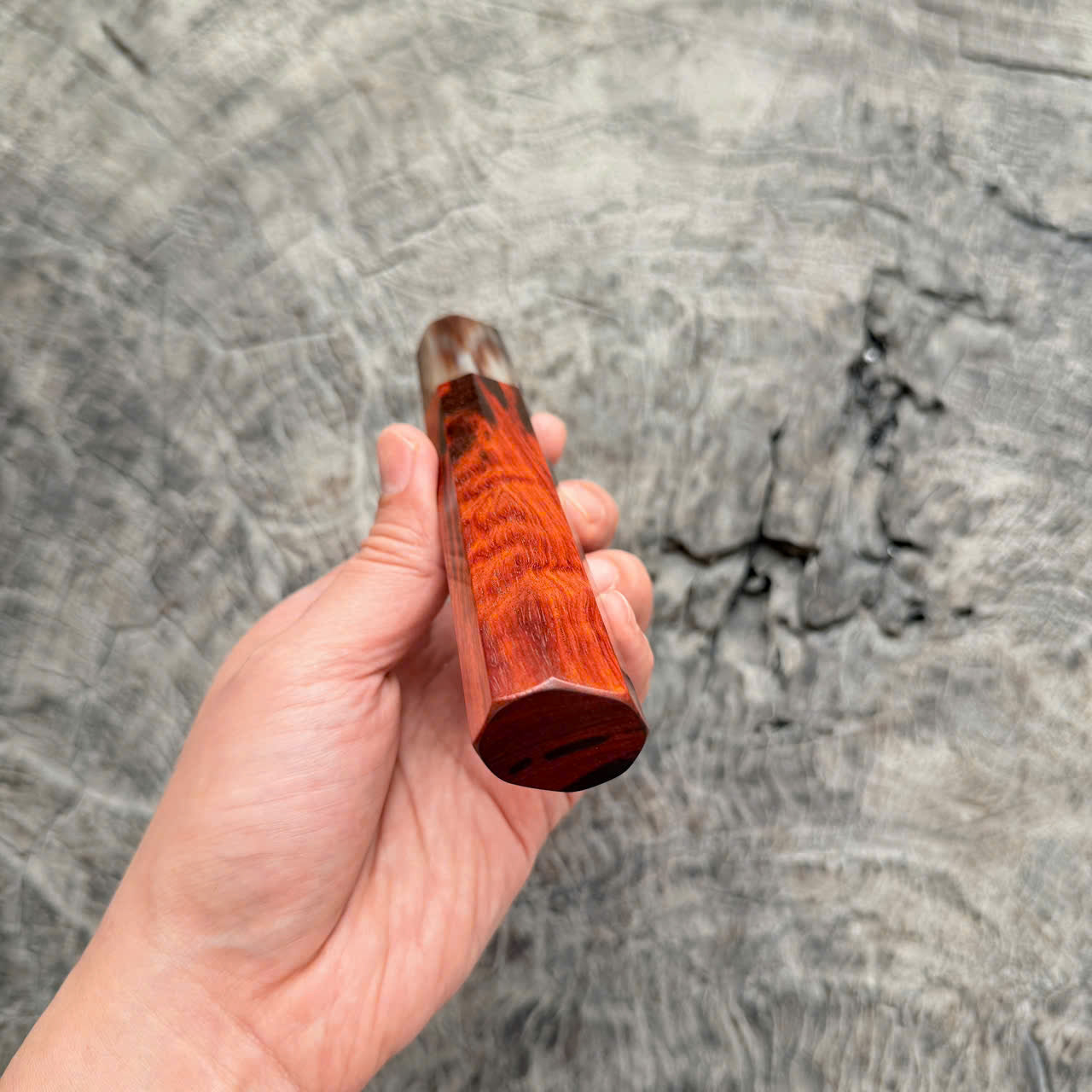 I - 11 Nice Black Red Siamese Rosewood Wa handle , marble horn Ferrule,  145 mm handle