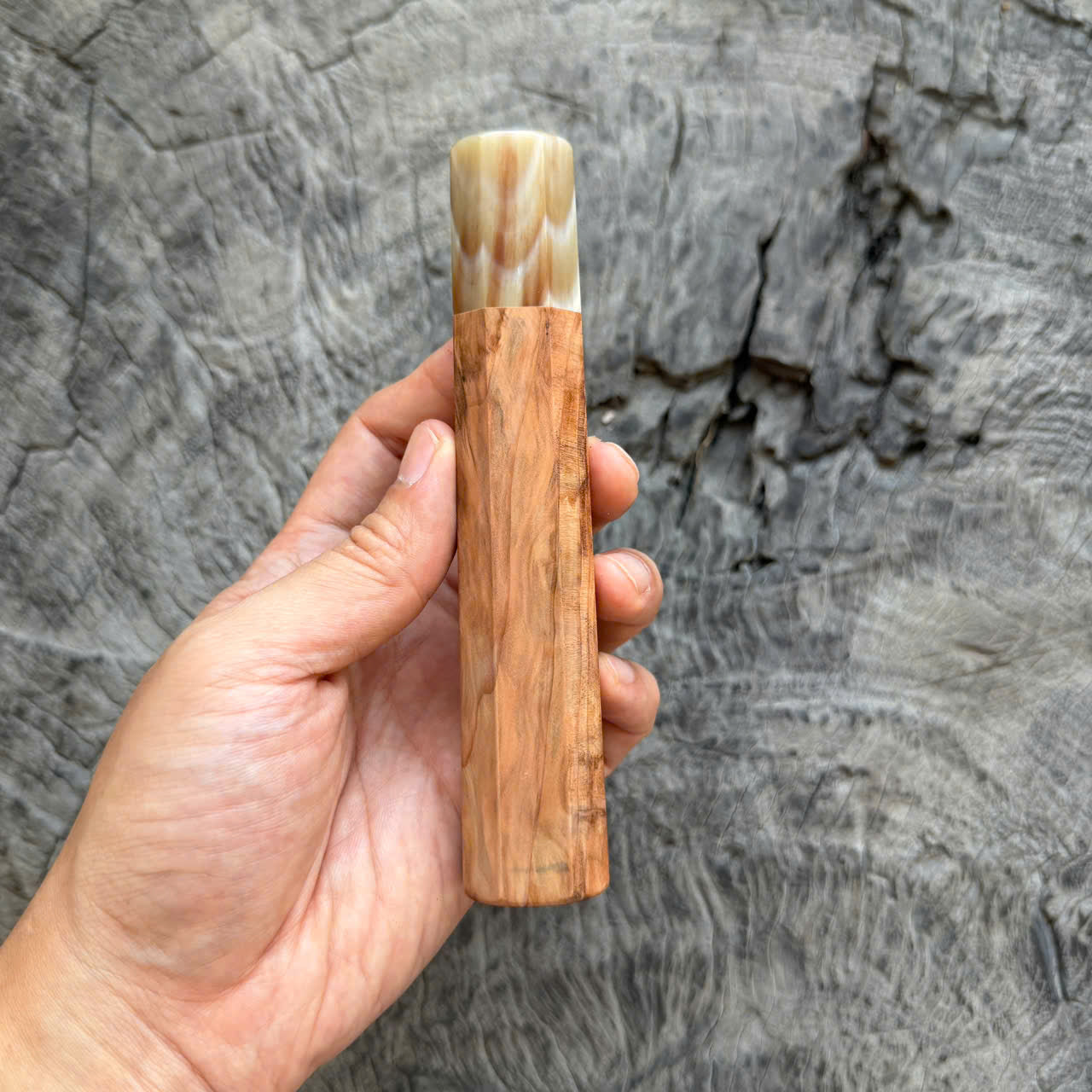 I - Cool Tamamoku Cedar Wa handle, Amazing Horn ferrule, 145 mm handle