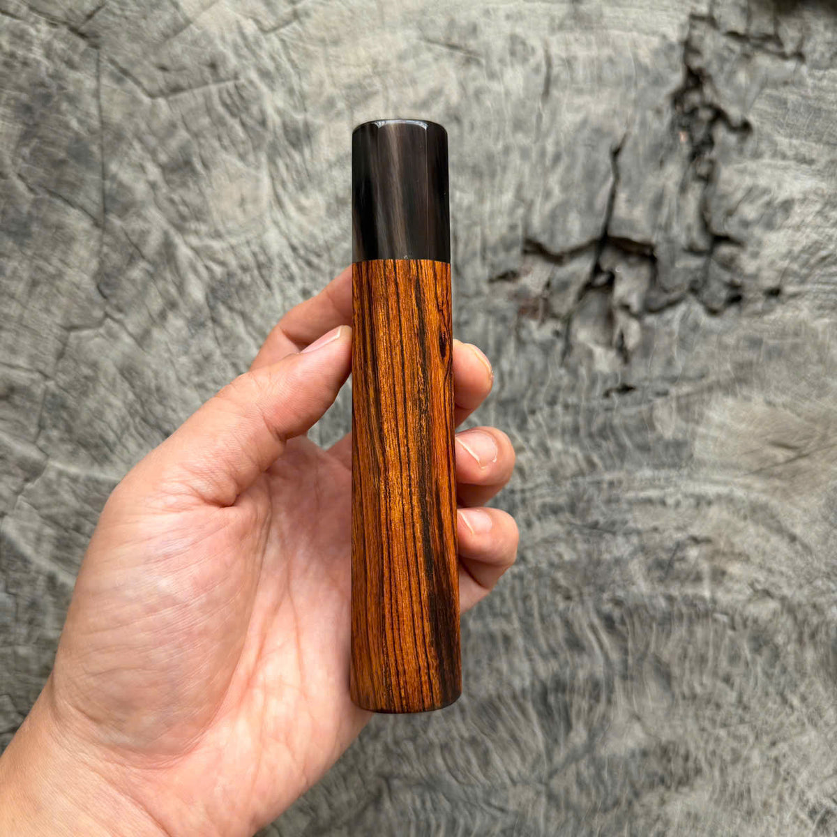 I - 12 Desert Ironwood Wa handle, Dark Marble horn ferrule, 140mm