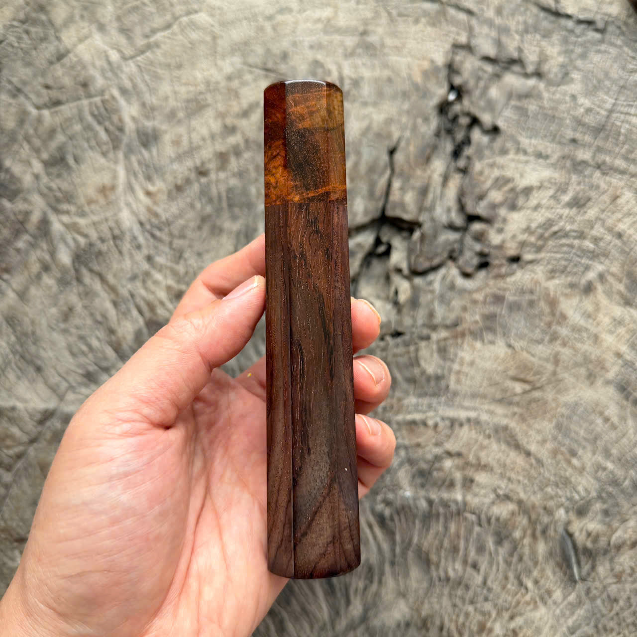 I -Siamese Rosewood handle, Burl Siamese Rosewood ferrule,  145 mm handle