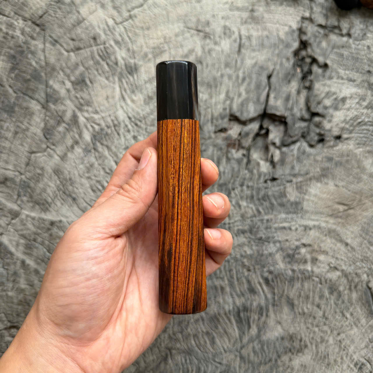 I - 12 Desert Ironwood Wa handle, Dark Marble horn ferrule, 140mm