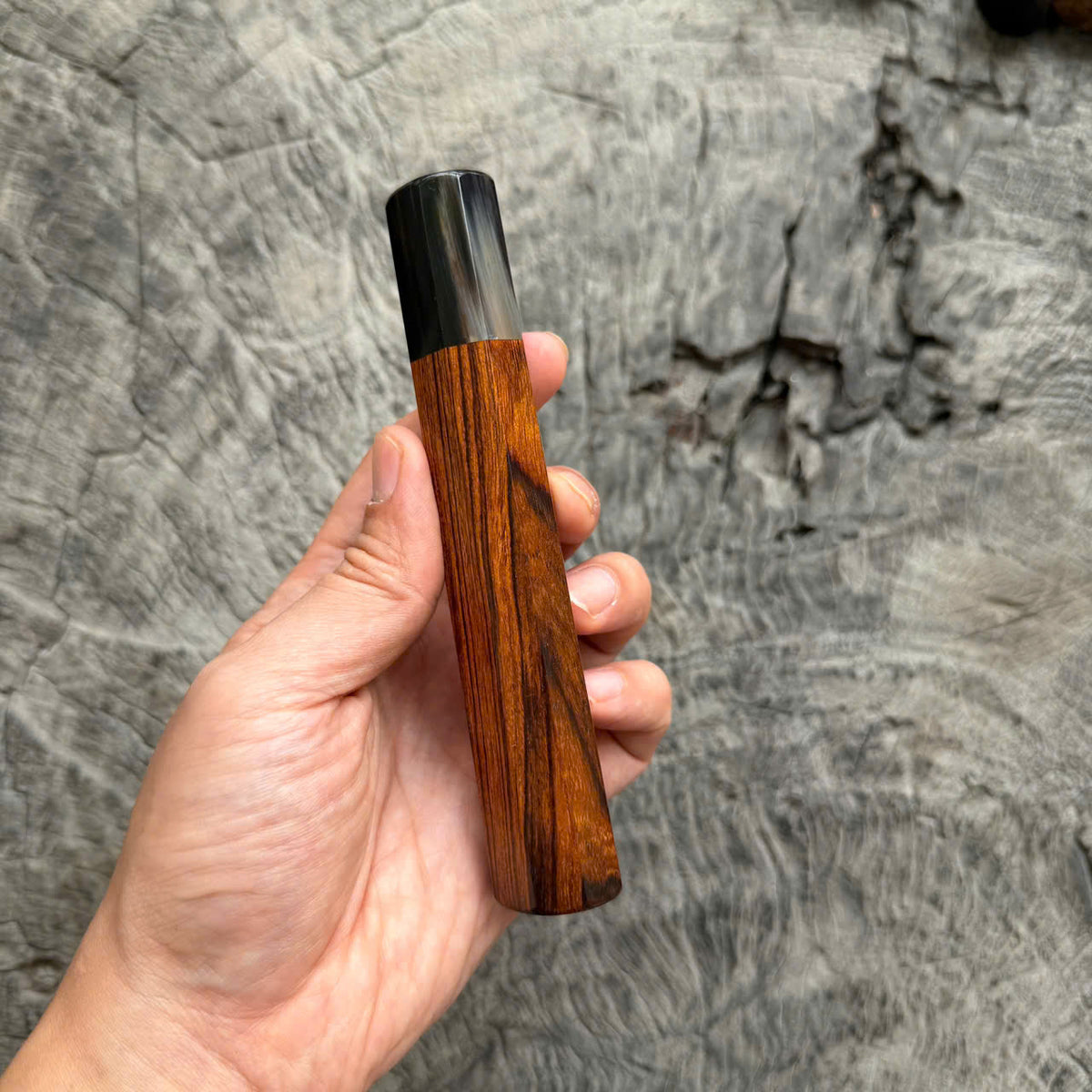 I - 12 Desert Ironwood Wa handle, Dark Marble horn ferrule, 140mm