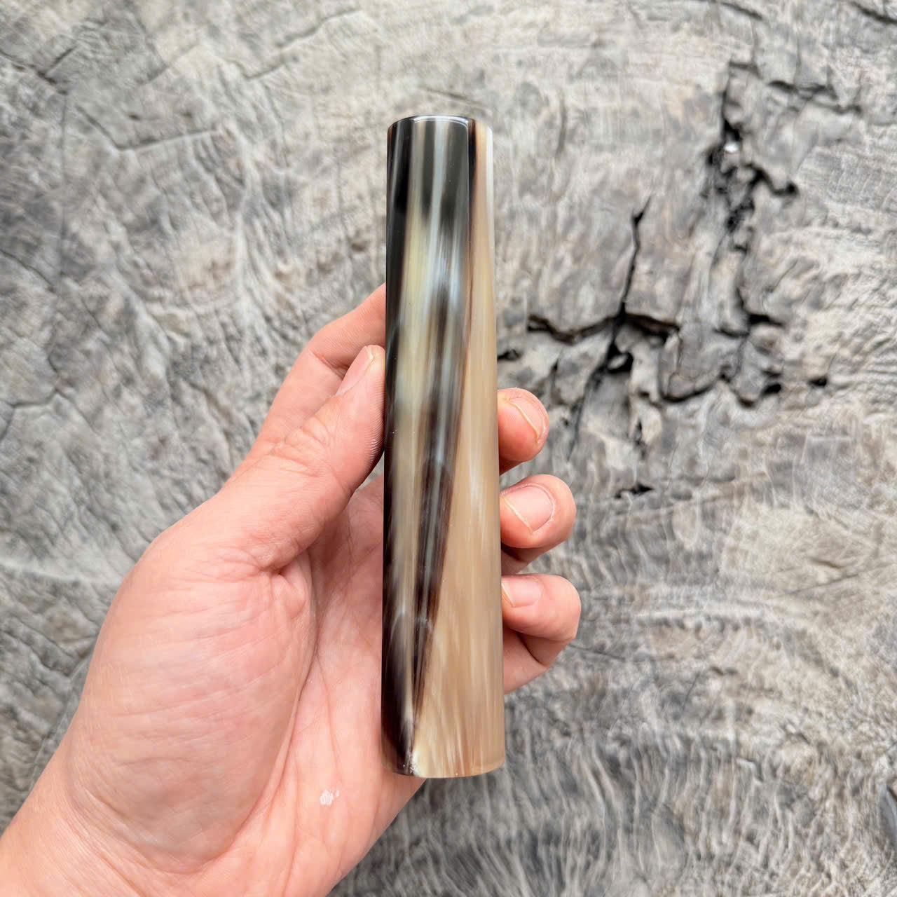 I - 5 Full Black White Horn Wa handle, Mono, 140 mm