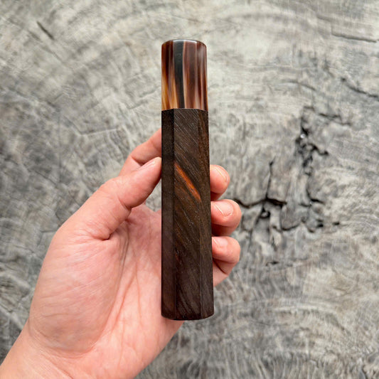 I - 5 Cool Curly Black Siamese Rosewood Wa handle , marble horn Ferrule,  145 mm handle