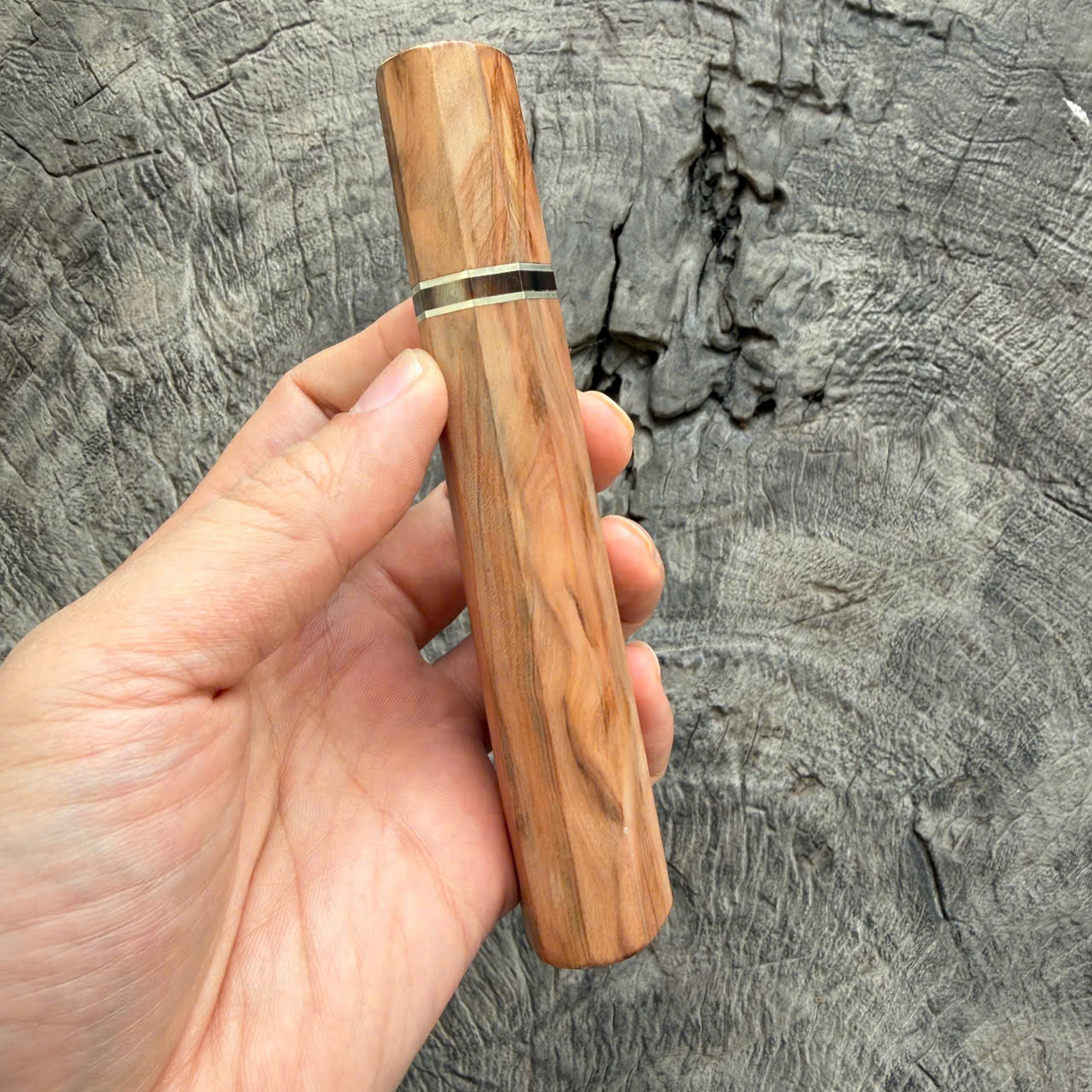 I- Japanese Tamamoku Cedar Wa handle, Nickel and Marble Horn spacer - 135mm