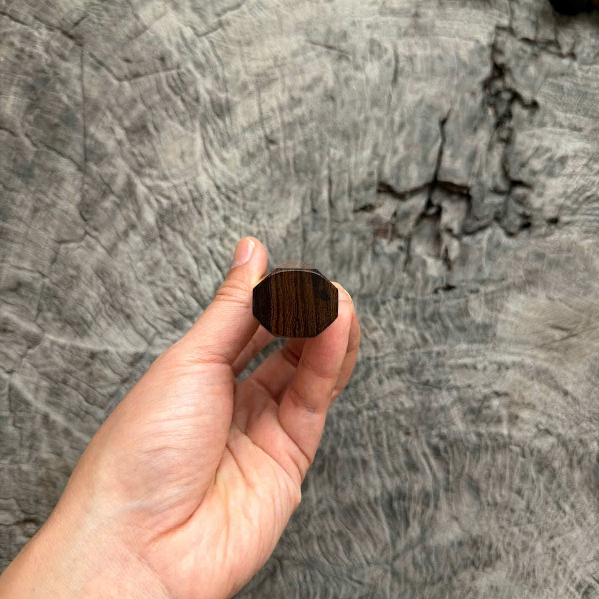 I - 12 Desert Ironwood Wa handle, Dark Marble horn ferrule, 140mm