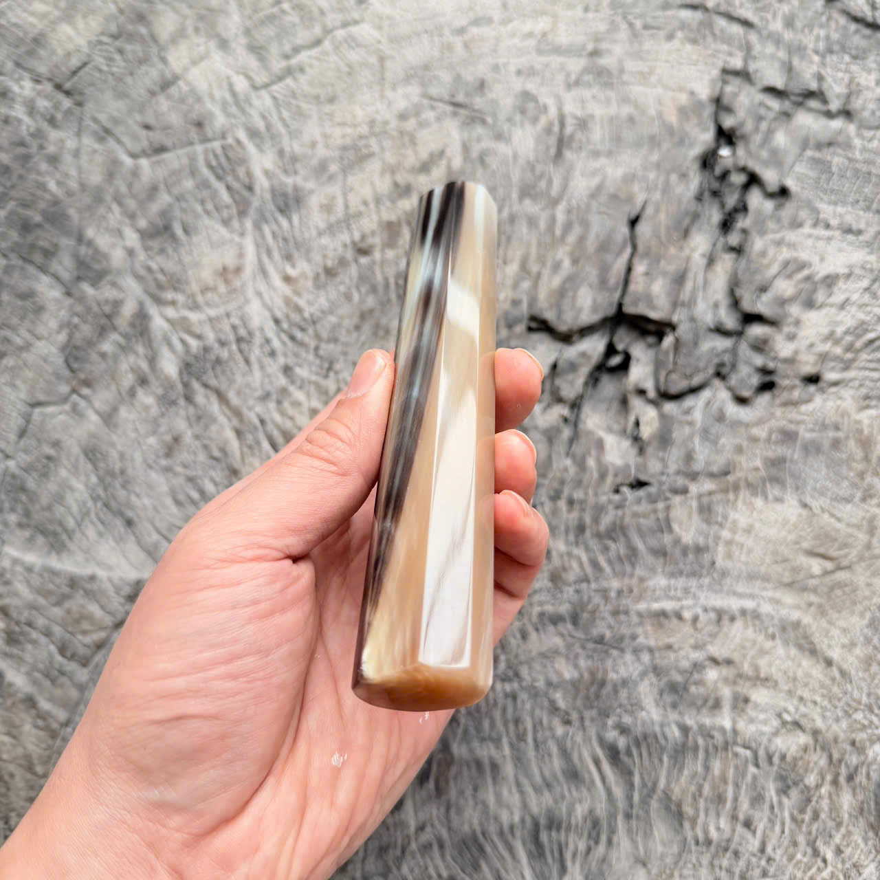 I - 5 Full Black White Horn Wa handle, Mono, 140 mm