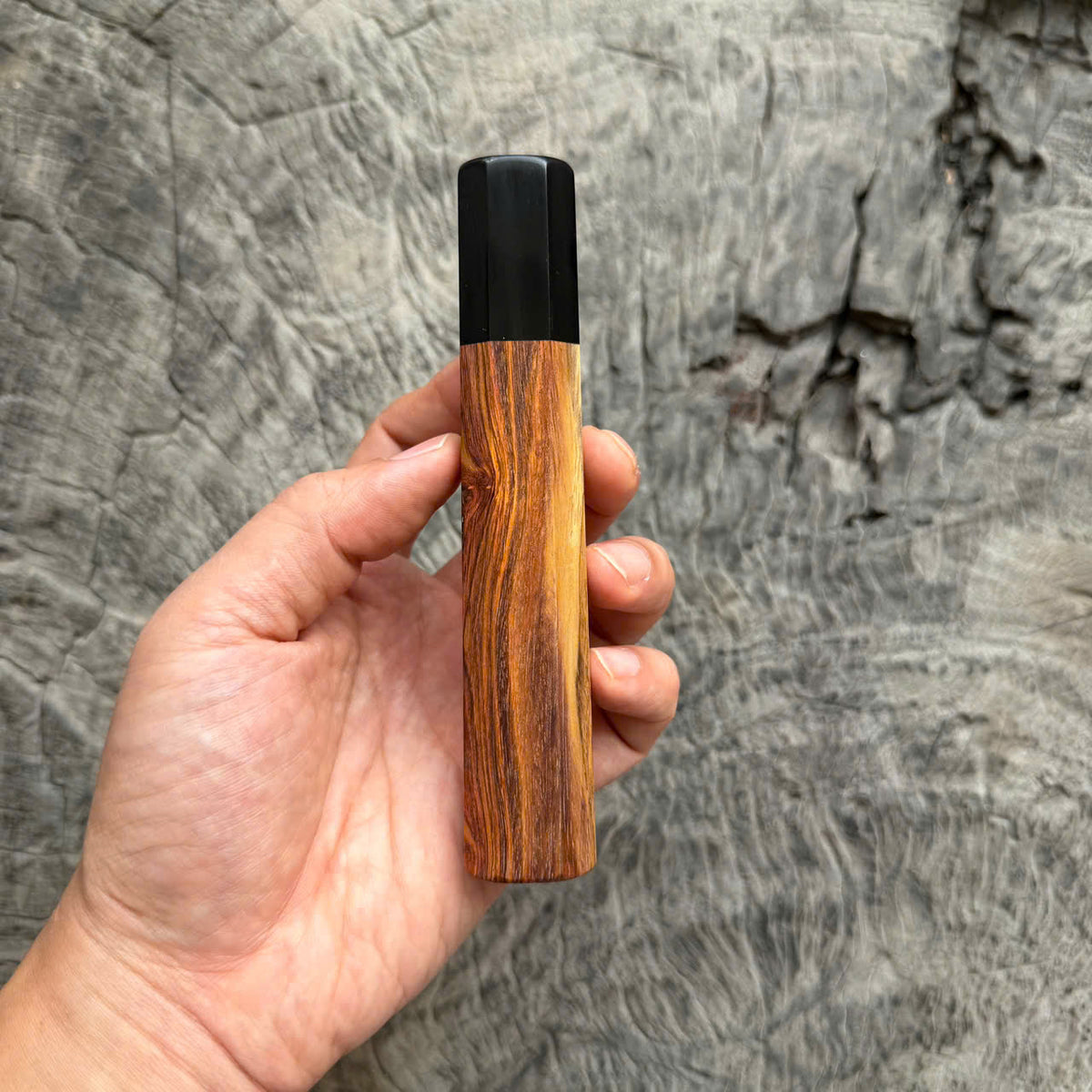 I- Nice Two Tone Huanghuali Wa handle, Black horn ferrule, 135mm handle