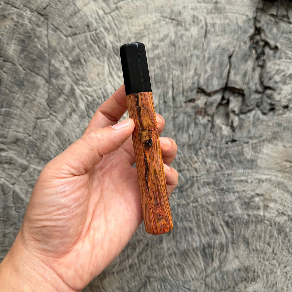 I- Nice Two Tone Huanghuali Wa handle, Black horn ferrule, 135mm handle