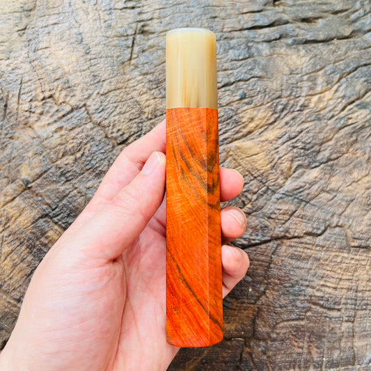 I-8 Curly Siamese Orange Rosewood Wa handle with white horn ferrule - 145mm