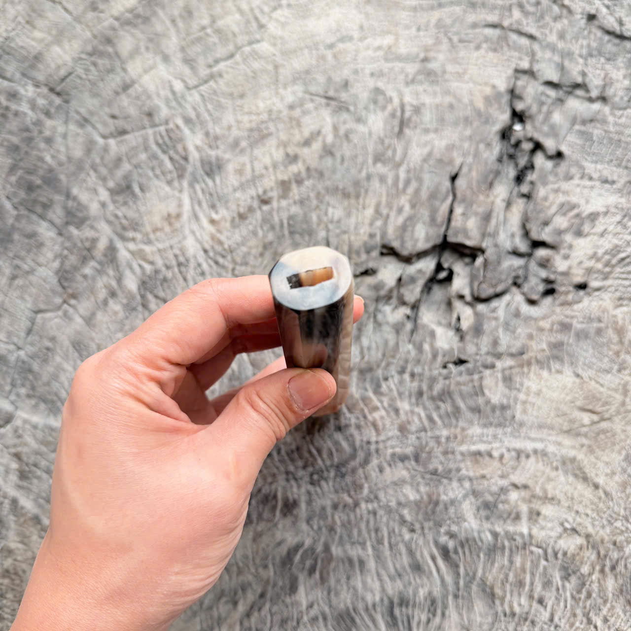 I - 5 Full Black White Horn Wa handle, Mono, 140 mm