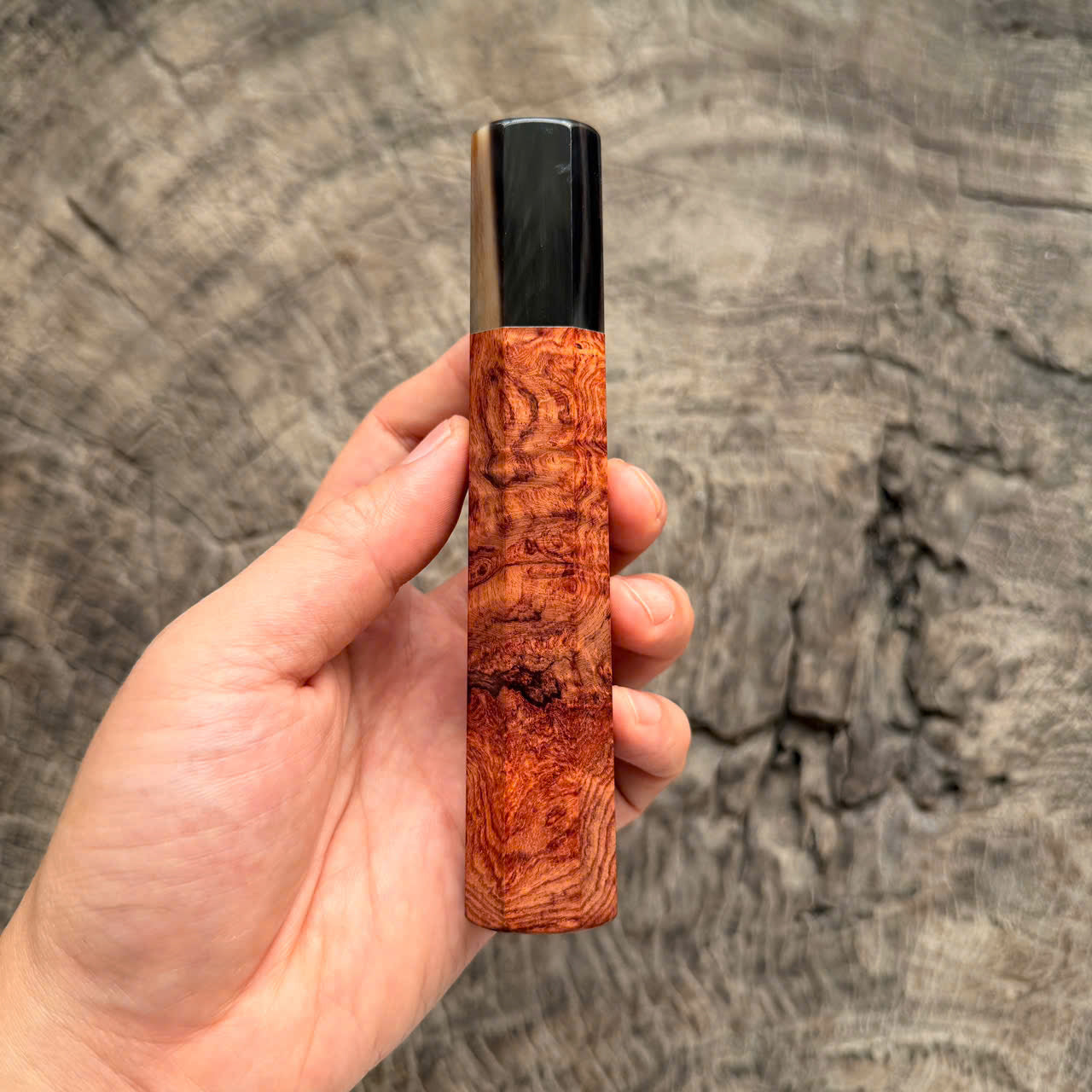 I -5 Burl Rosewood Wa handle, Marble horn ferrule, 140 mm handle