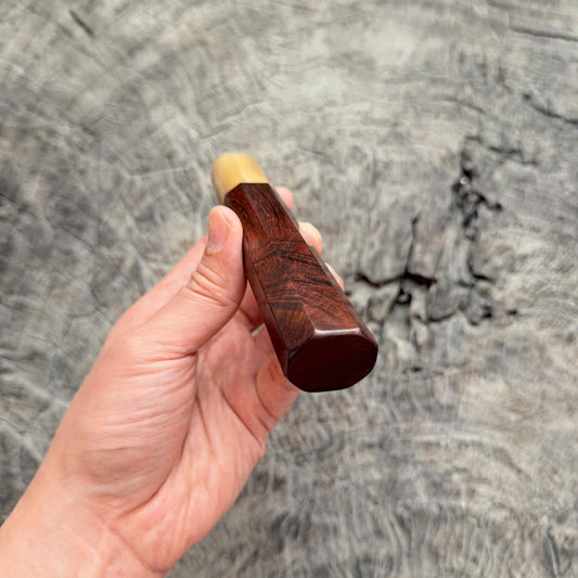 I -8 Curly Siamese Rosewood Wa handle ,White horn Ferrule , 140mm handle