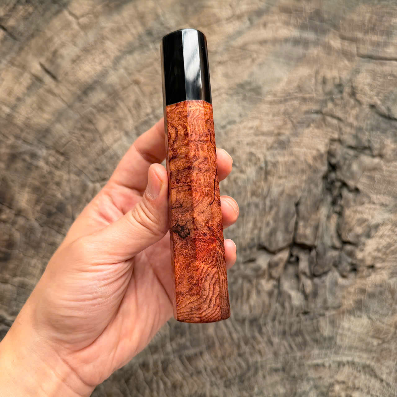 I -5 Burl Rosewood Wa handle, Marble horn ferrule, 140 mm handle