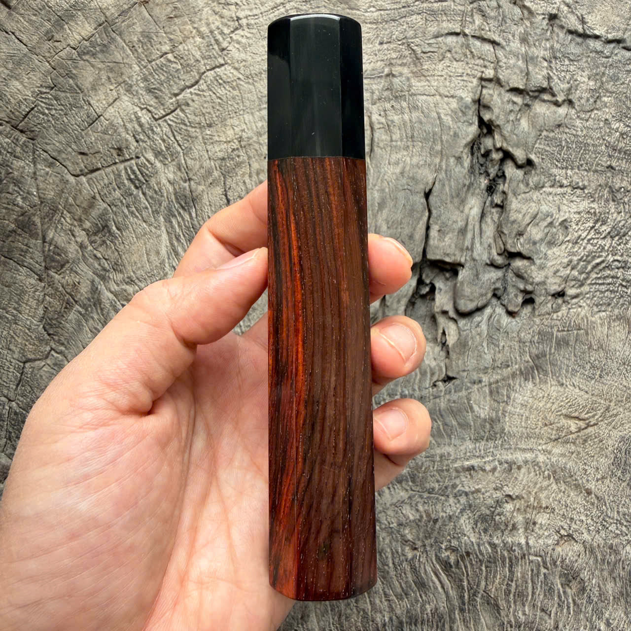 I - 2 Tight Grain Siamese  Wa handle, Marble horn ferrule - end cap- 145 mm