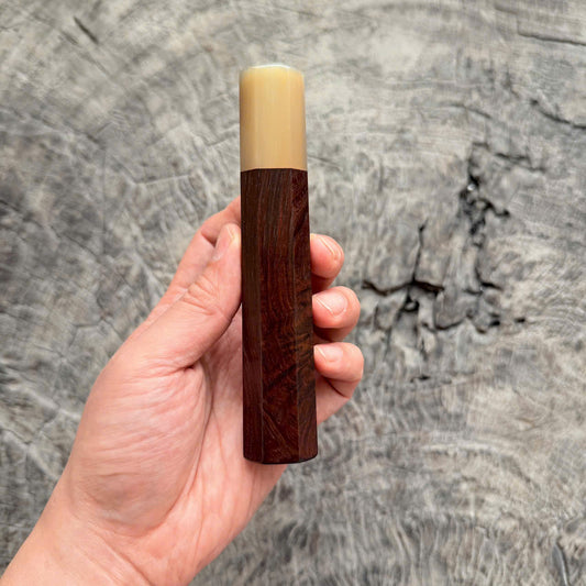 I -8 Curly Siamese Rosewood Wa handle ,White horn Ferrule , 140mm handle