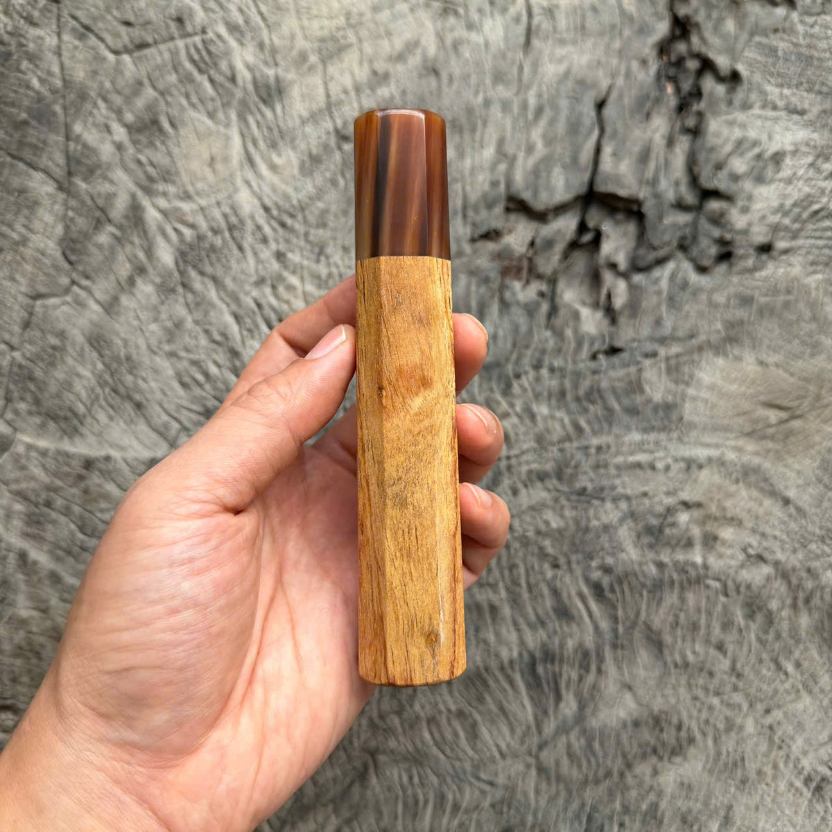 I - 15 Huanghuali Wood Wa handle, Marble horn ferrule, 140mm