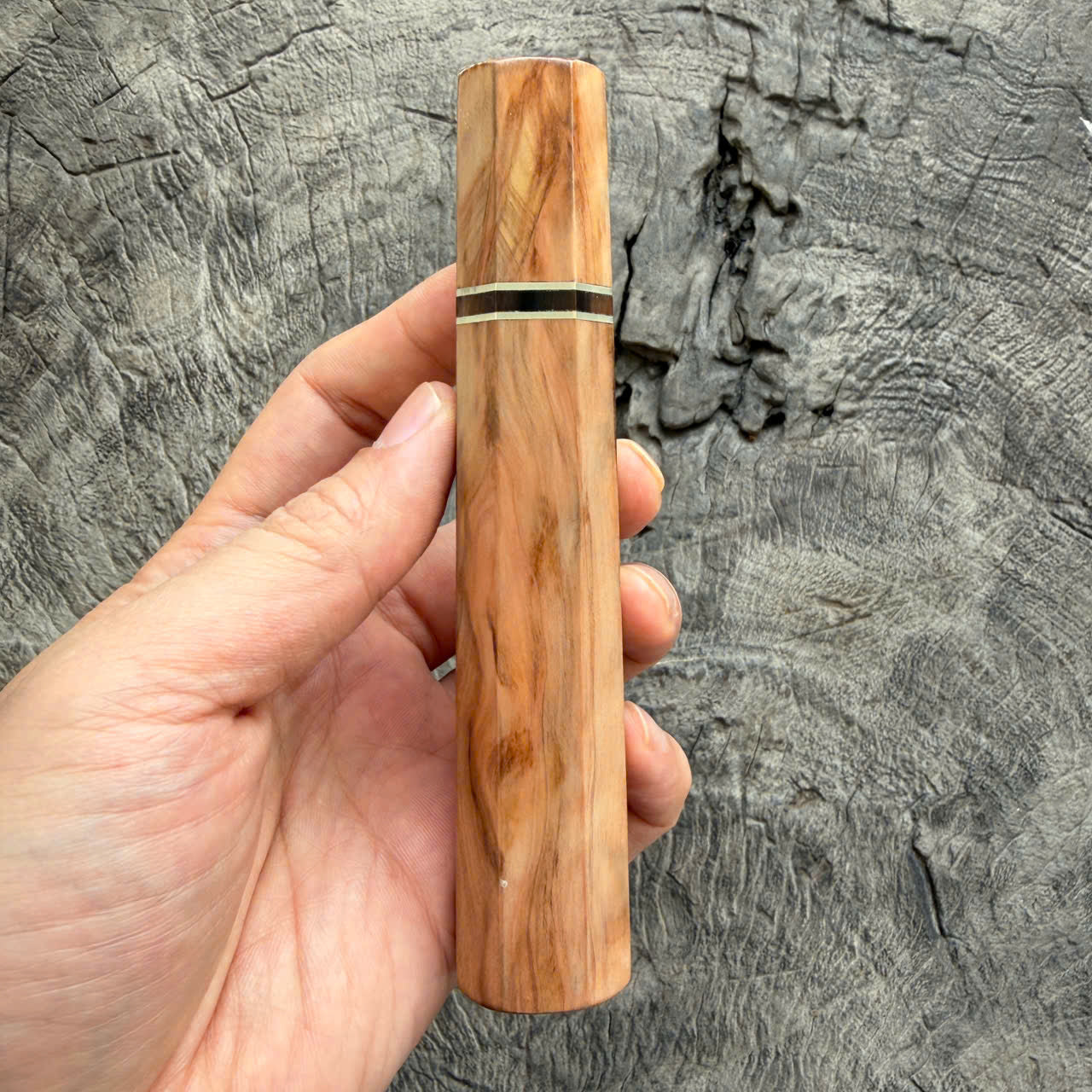 I- Japanese Tamamoku Cedar Wa handle, Nickel and Marble Horn spacer - 135mm