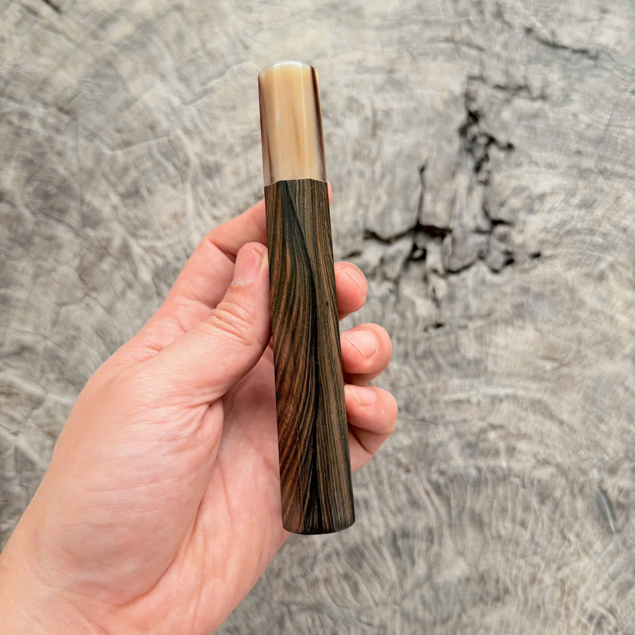 I -9 Madagascar Ebony Wa handle, Horizontal grain, White horn ferrule, 140 mm handle
